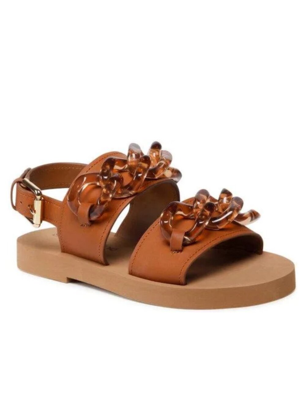 See by Chloé Mahe Brown Leather Flat Sandals Size: 37
